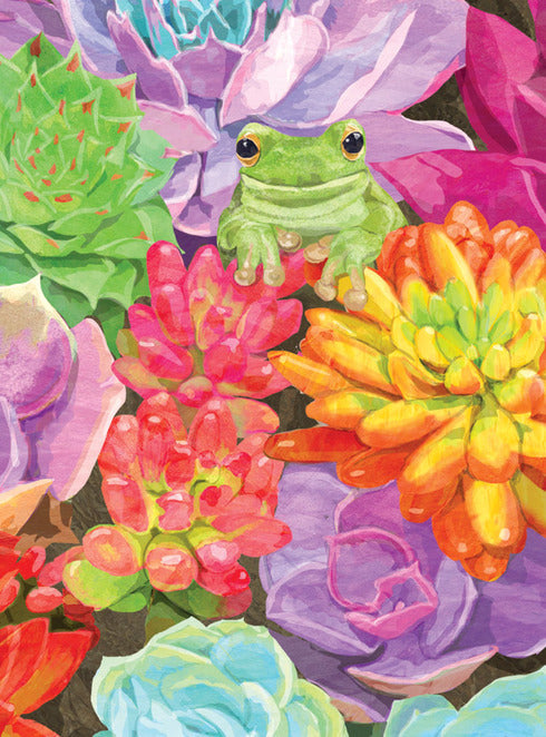 Succulents Frog Happy Birthday Greeting Card