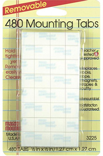 Removable Mounting Tabs 1/2" x 1/2" 480 Count