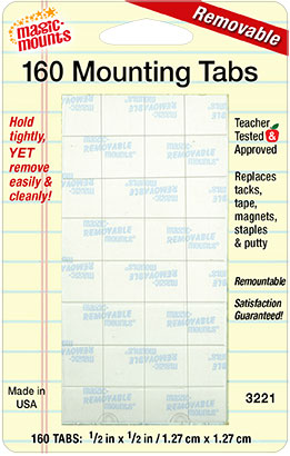 Removable Mounting Tabs -1/2" x 1/2" 160 Count