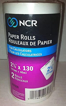 Genuine NCR Paper Rolls For Calculators 2 1/4" X 130' (2 Pack)