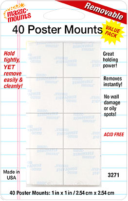 Removable Poster Mounts 1" x 1" 40 Count