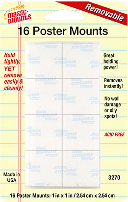 Removable Poster Mounts 1" x 1" 16 Count