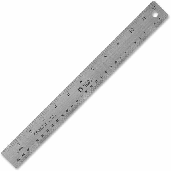 Nonskid Stainless Steel Ruler 12 inch  1/16, 1/32 Graduations, Metric Stainless Steel Silver 1 Each [BSN32361]