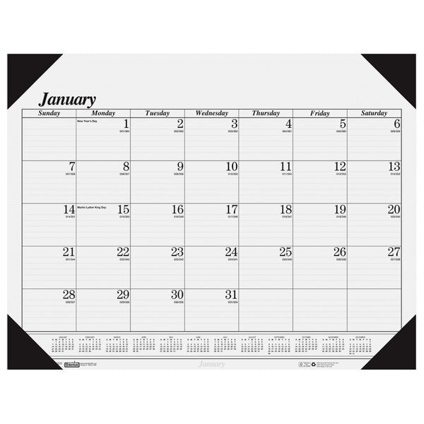House of Doolittle 124 22" x 17" Recycled White Monthly January 2026 - December 2026 Desk Pad Calendar [HOD124]