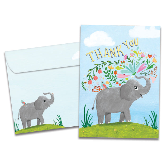 Elephant Flowers Thank You Greeting Card [22212]