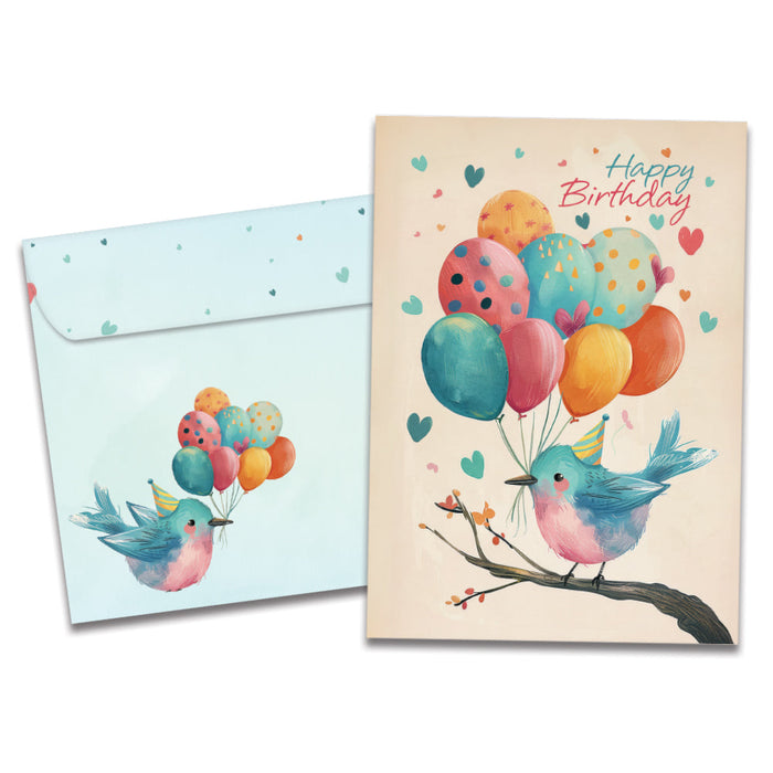 Balloons Flying By Birthday Greeting Card [22301]