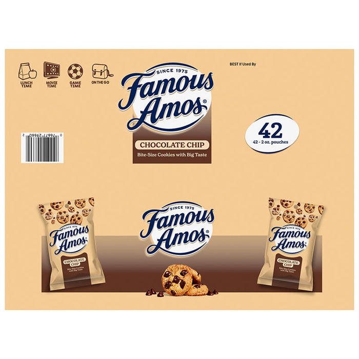 Famous Amos Classic Chocolate Chip Cookies, Bite-Size Cookies, Sweet Treats, Pouches, 42 ct./2 oz.