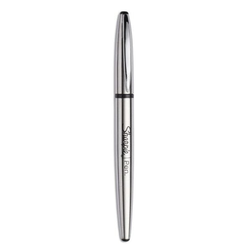 Sharpie Stainless Steel Porous Point Pen, Stick, Fine 0.5 mm, Black Ink, Brushed Silver Barrel