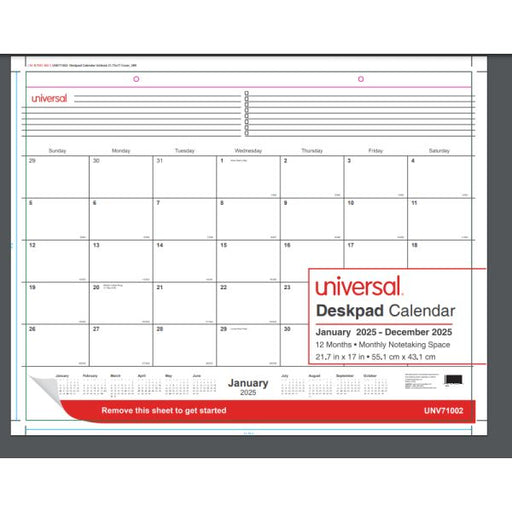 Universal Desk Pad Calendar, 22 x 17, White Sheets, Black Binding, Clear Corners, 12-Month (Jan to Dec): 2026