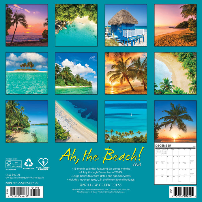 Ah,The Beach! 12" x 12" 2026 Wall Calendar