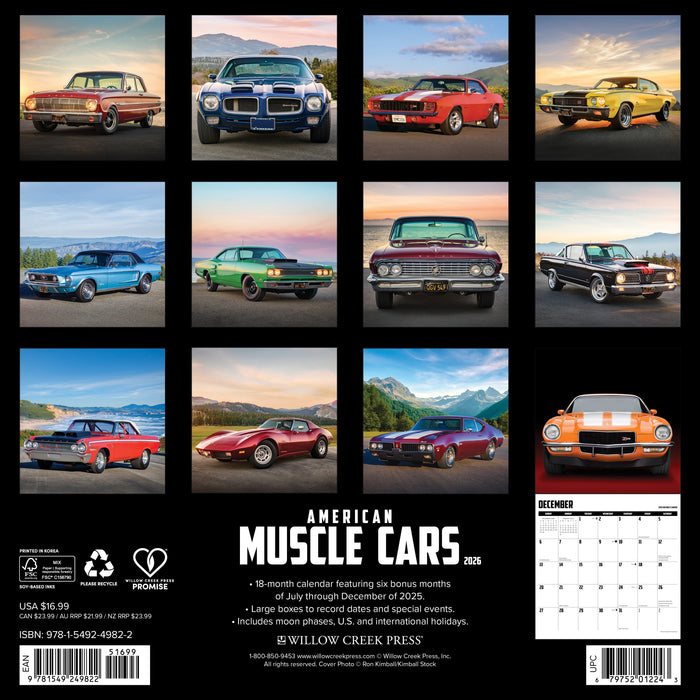 American Muscle Cars 12" x 12" 2026 Wall Calendar