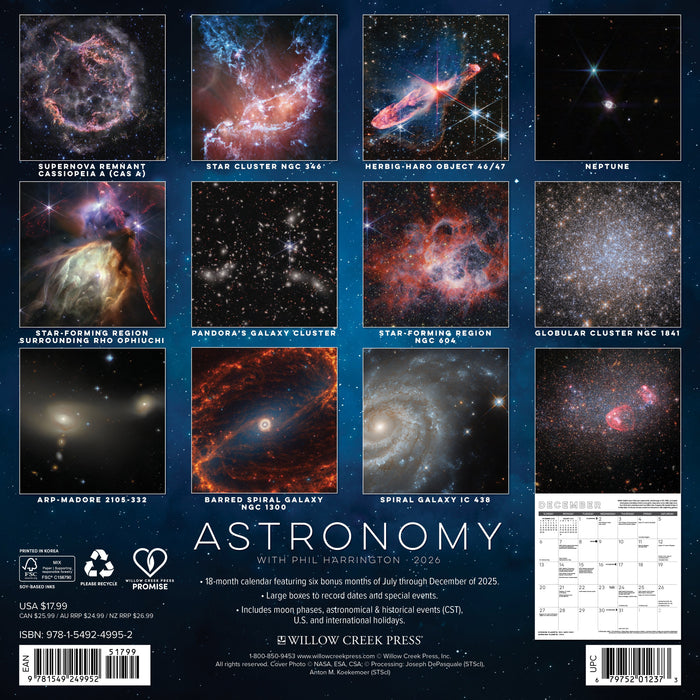 Astronomy 12" x 12" 2026 Wall Calendar
