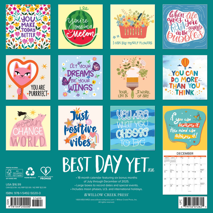 Best Day Yet 12" x 12" 2026 Wall Calendar