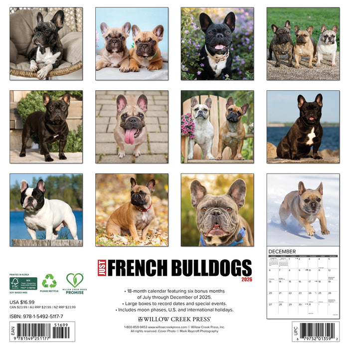 French Bulldogs 2026 12" x 12" Wall Calendar