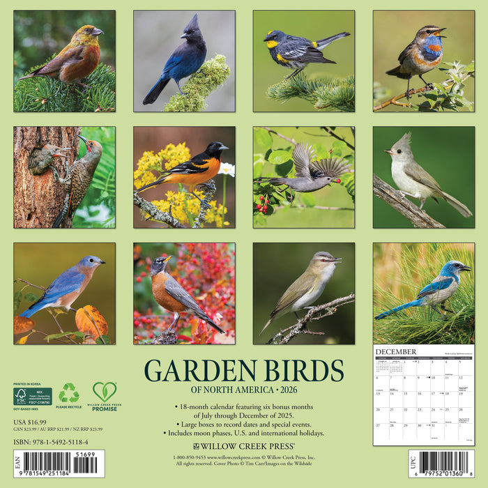 Garden Birds 2026 12" x 12" Wall Calendar