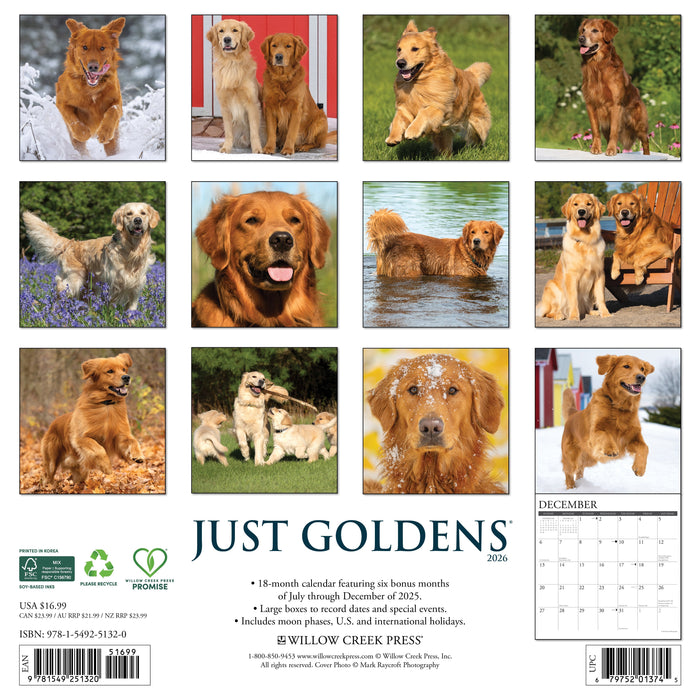 Goldens 2026 12" x 12" Wall Calendar