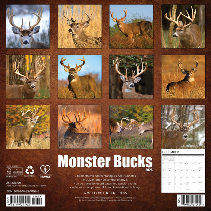 Monster Bucks 2026 12" x 12" Wall Calendar