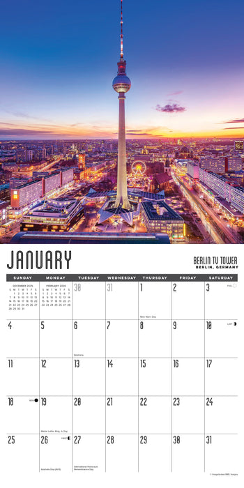 Travel Junkie 2026 12" x 12" Wall Calendar
