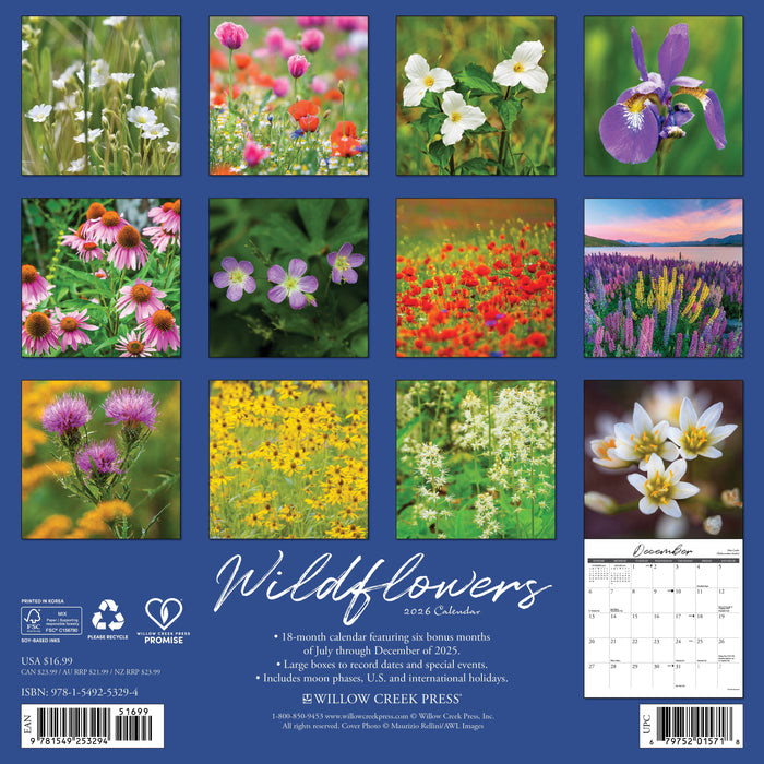 Wildflowers 12" x 12" 2026 Wall Calendar