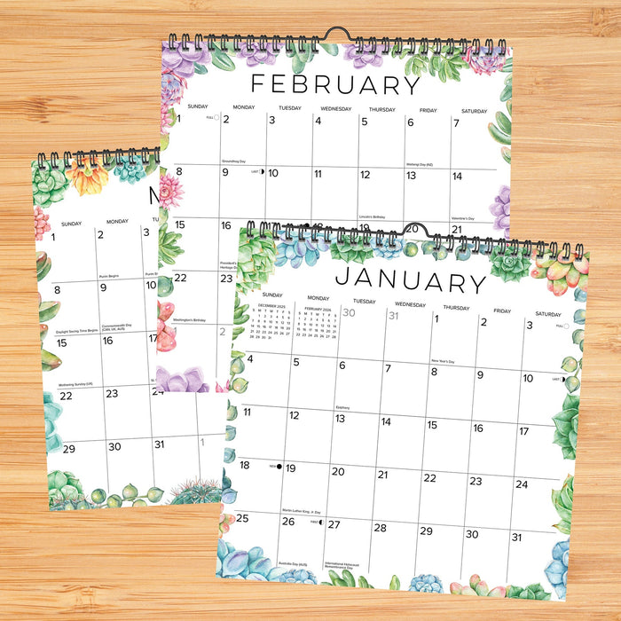 Succulents 2026 12" x 12" Spiral Wall Calendar