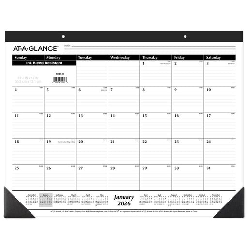 AT-A-GLANCE® 2026 Monthly Desk Pad Calendar, Large, 21 3/4" x 17"