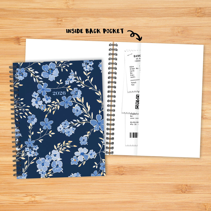 Bluesy Floral 2026 6.5" x 8.5" Weekly Monthly Softcover Planner