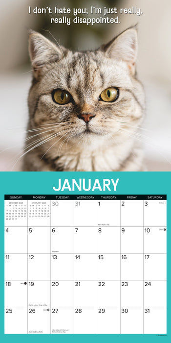 Cattitudes 2026 12" x 12" Wall Calendar