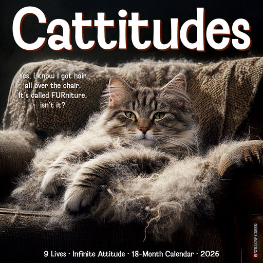Cattitudes 2026 12" x 12" Wall Calendar