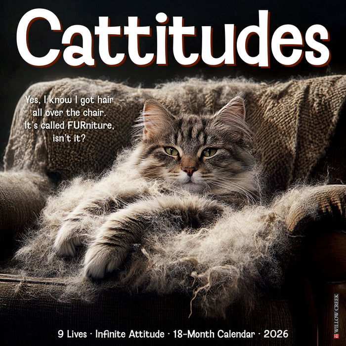 Cattitudes 2026 12" x 12" Wall Calendar