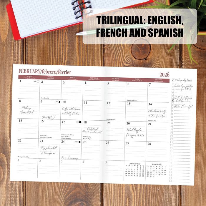 Charcoal 2026 7.5" x 9.5" Booklet Monthly Planner