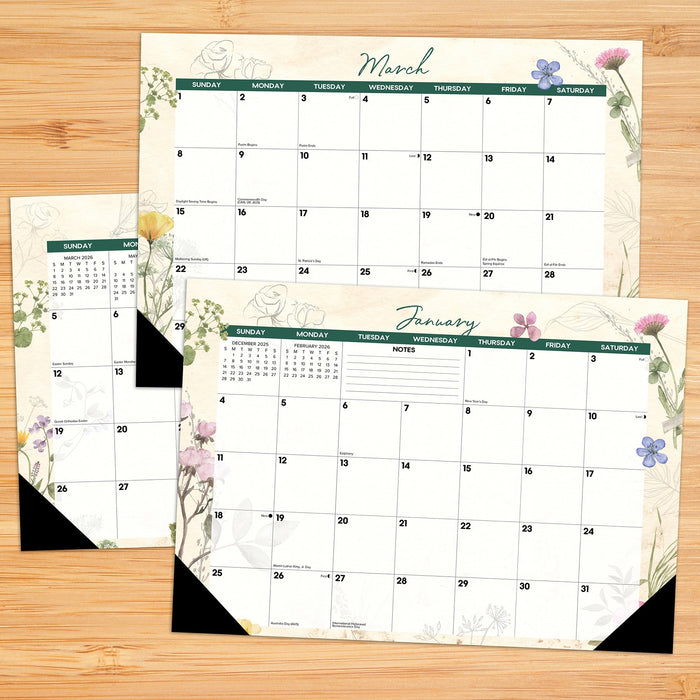 Botanical Garden 2026 17" x 12" Small Monthly Desk Pad