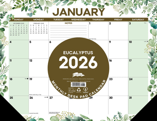 Eucalyptus 2026 22" x 17" Large Monthly Desk Pad