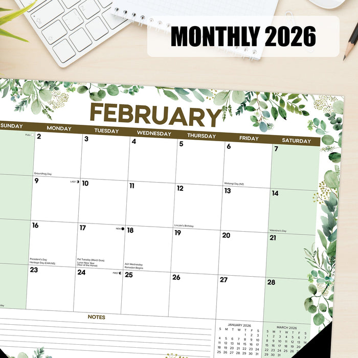 Eucalyptus 2026 22" x 17" Large Monthly Desk Pad