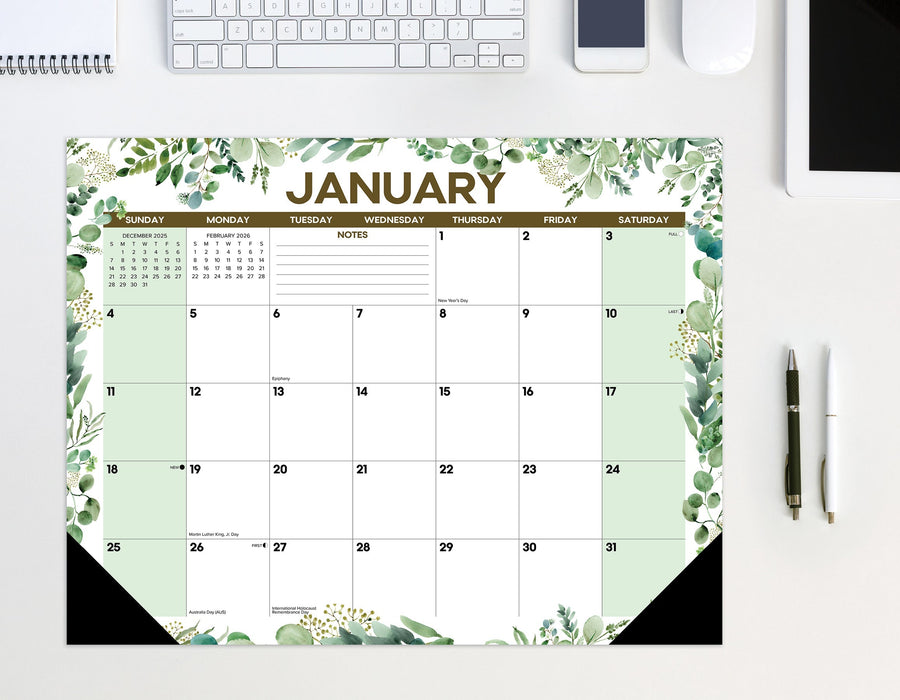 Eucalyptus 2026 22" x 17" Large Monthly Desk Pad