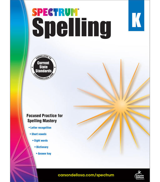 Spectrum Spelling Workbook Grade K Paperback