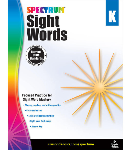Spectrum Sight Words Workbook Grade K Paperback