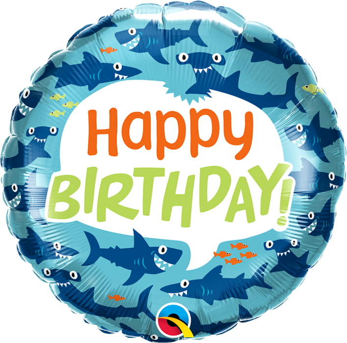 Birthday Fun Sharks 18 Inch Foil Mylar Balloon [97378]