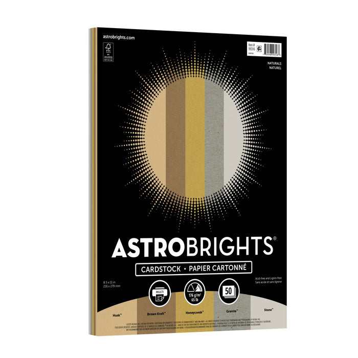 Astrobrights Cardstock, 8.5" x 11", 65 lb./176 Gsm, Natural Assortment, 50 Sheets [99316]
