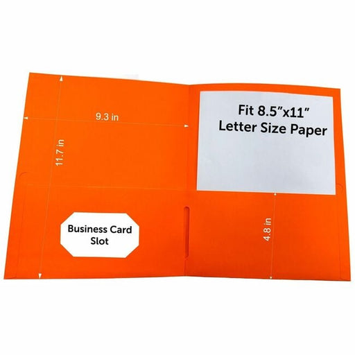 Business Source Letter Portfolio - 8 1/2" x 11" - 125 Sheet Capacity - Inside Front & Back Pocket(s) - Orange - 25 / Box