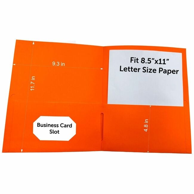 Business Source Letter Portfolio - 8 1/2" x 11" - 125 Sheet Capacity - Inside Front & Back Pocket(s) - Orange - 25 / Box