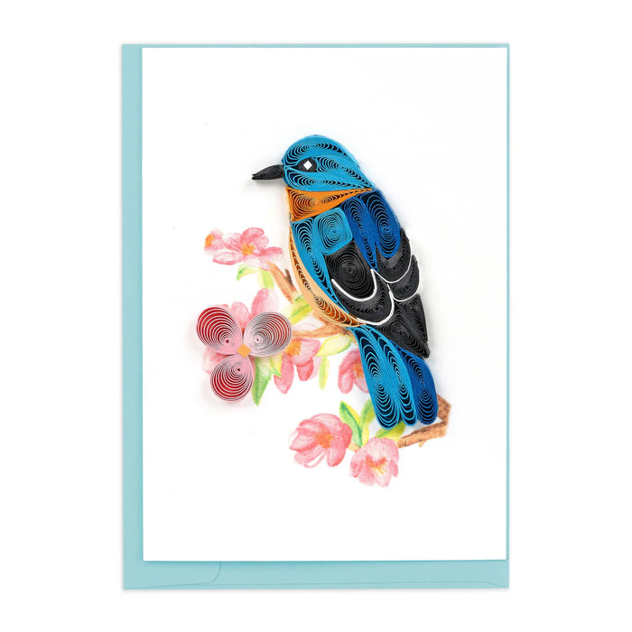 Quilled Bluebird on Flower Branch Gift Enclosure Mini Card [GE5011]