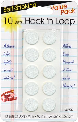 Hook ‘n Loop Dots (White) 5/8″ 10 sets #3255