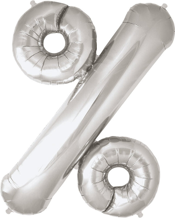 Northstar Percent Sign Silver 34 inch Foil Mylar Balloon [00887]