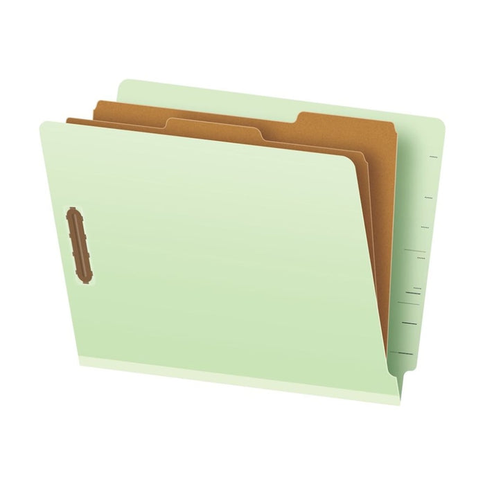 Pendaflex End-Tab Classification Folders, 2 1/2" Expansion, 8 1/2" x 11", 2 Dividers, Light Green, Box Of 10 Folders [PFX23224R]
