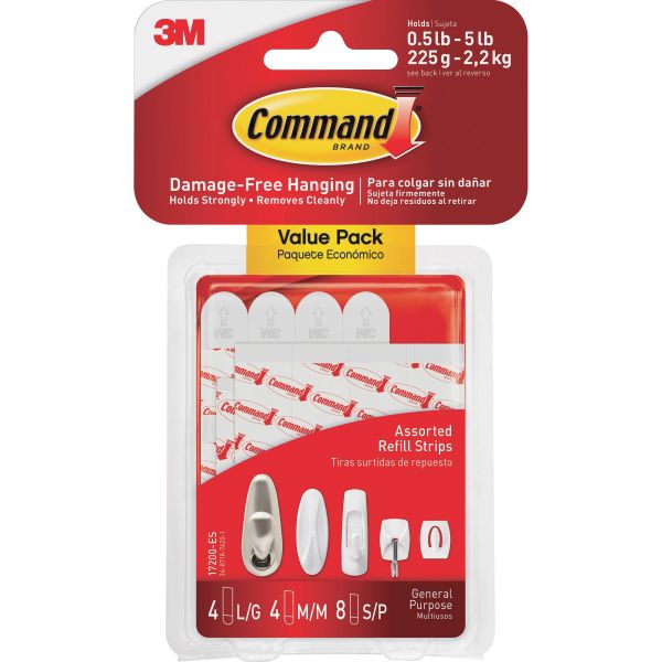 Command Assorted Refill Strips 16 PACK [MMM17200ES]