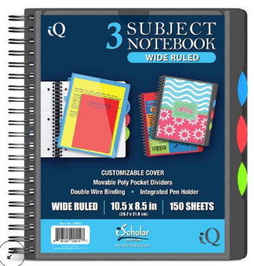 iSCHOLAR iQ 3SUB DOUBLE WIRE Spiral POLY NOTEBOOK WR 150SH [59903]
