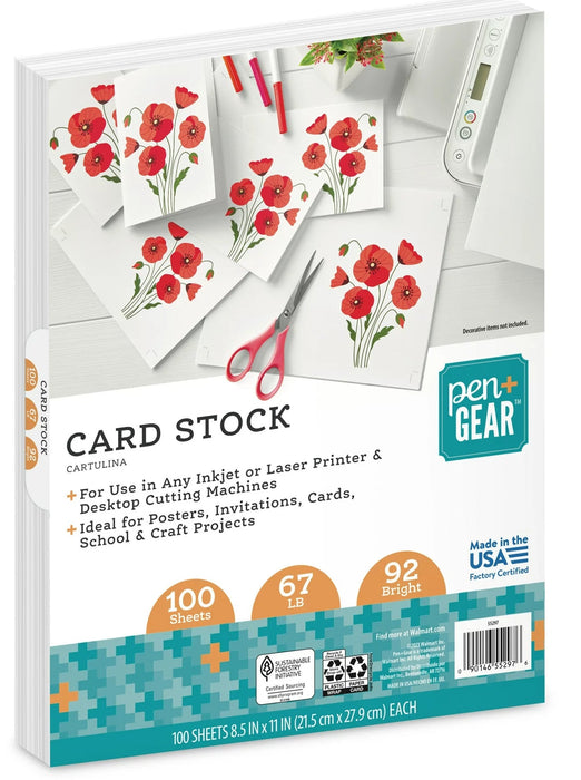 White Cardstock, 8.5" x 11", 67 lb., 100 Sheets [55297]