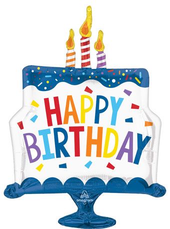 Tiered Cake Happy Birthday 29 Inch Foil Mylar Balloon [46337]
