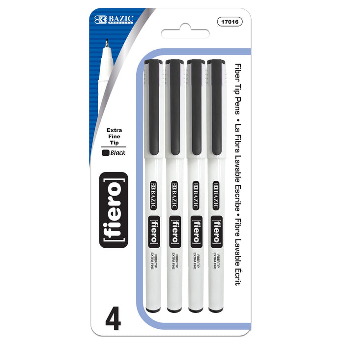 BAZIC Fiero Black Fiber Tip Finerliner Pen (4/Pack) [17016]
