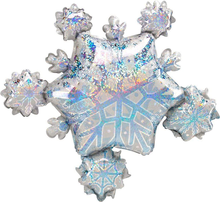 Holographic Prismatic Snowflake Cluster 32 Inch Foil Mylar Balloon [08052]